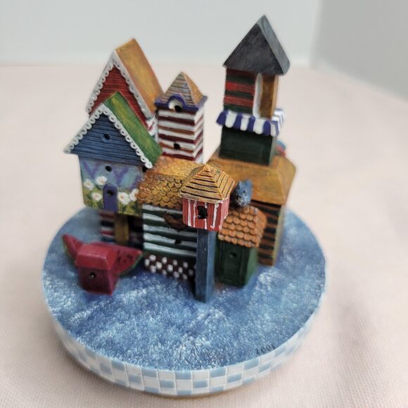 Lang Candles Topper Birdhouses Patchwork Large Medium Jar Candle Topper 2000 New - Picture 4 of 14